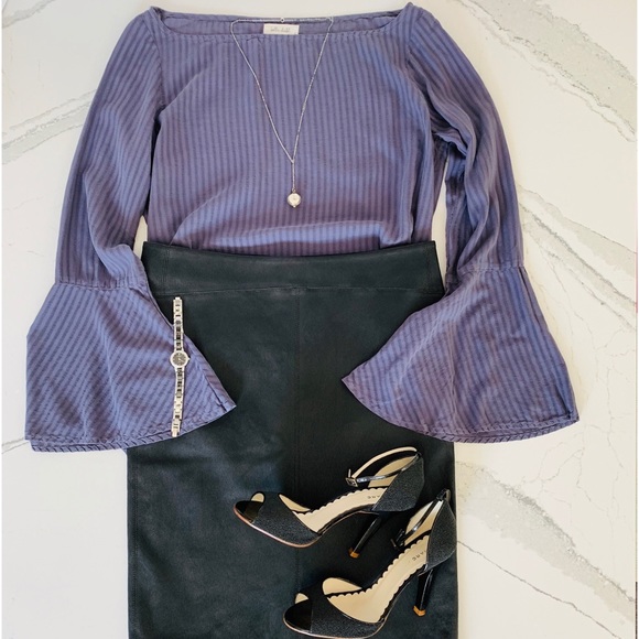 Bella Dahl Tops - Bella Dahl Boho Boatneck Bell Sleeve Blouse L